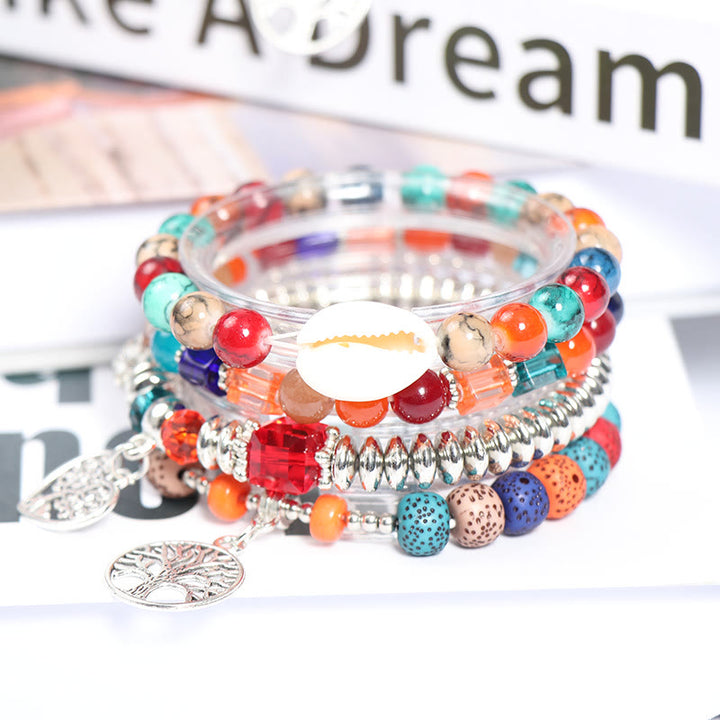 Ensemble de bracelets à perles avec pendentif en forme de cœur et arbre de vie Olivenorma