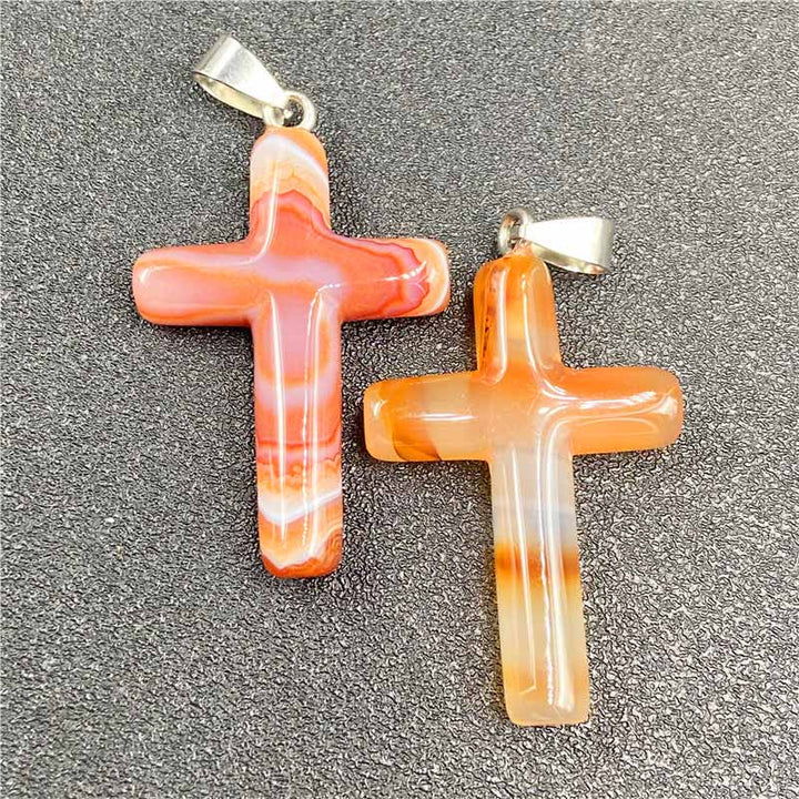 Pendentif de guérison en forme de croix en cristal naturel Olivenorma