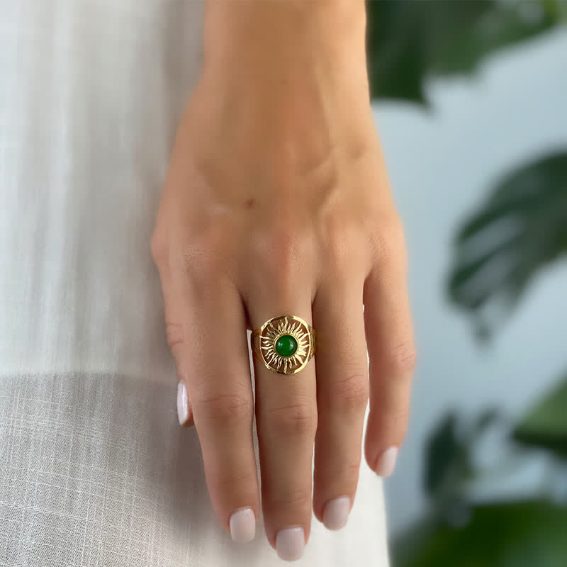 Olivenorma « Sun Arise » – Bague en jade vert céleste