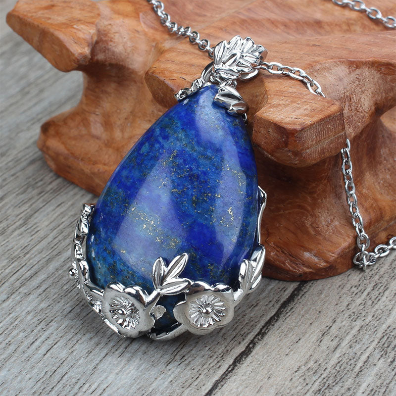Collier Goutte d'eau Prune en Pierre Naturelle