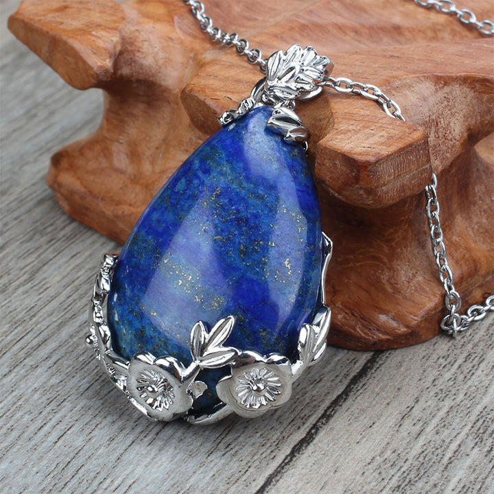 Collier Goutte d'eau Prune en Pierre Naturelle