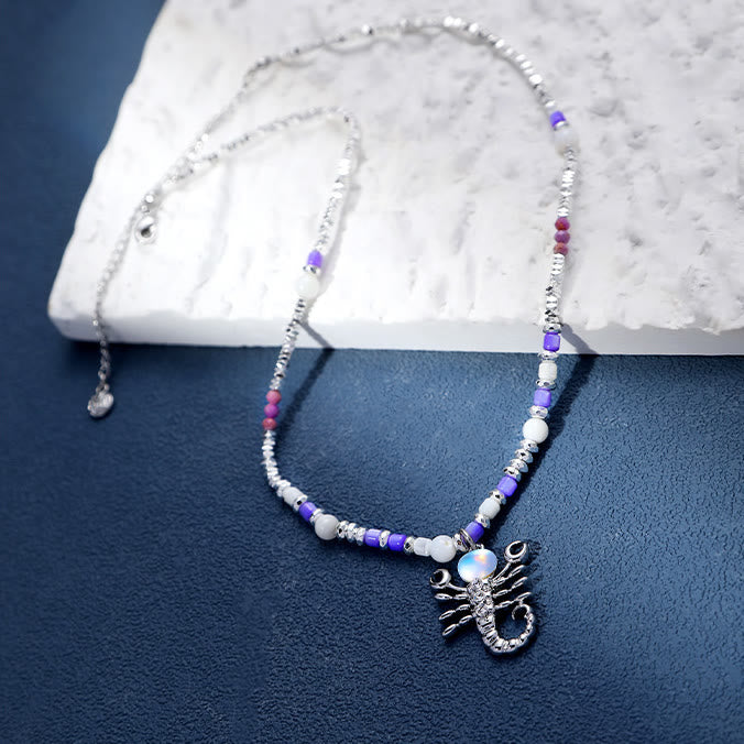 Collier pendentif en alliage avec pierre de lune et zodiaque Olivenorma