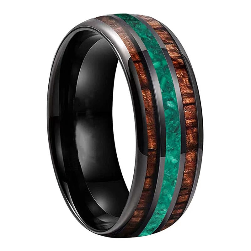Olivenorma « Strong Shield » – Malachite avec anneau en acier tungstène