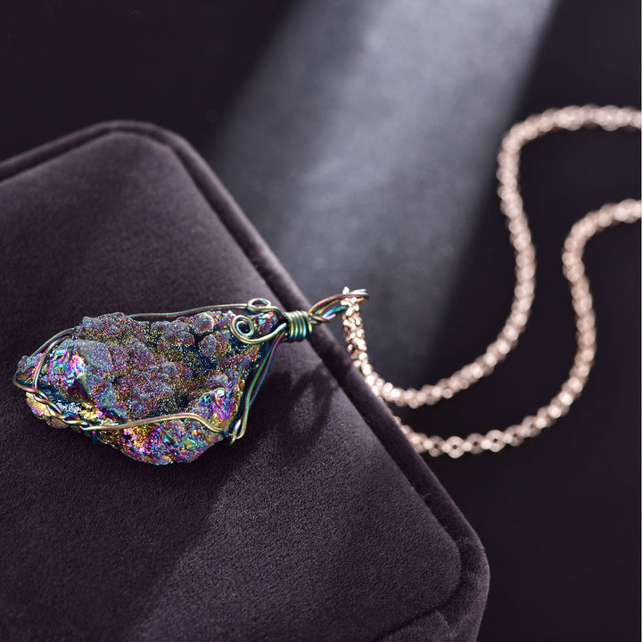 Collier en pierre géode irrégulière en labradorite naturelle Olivenorma