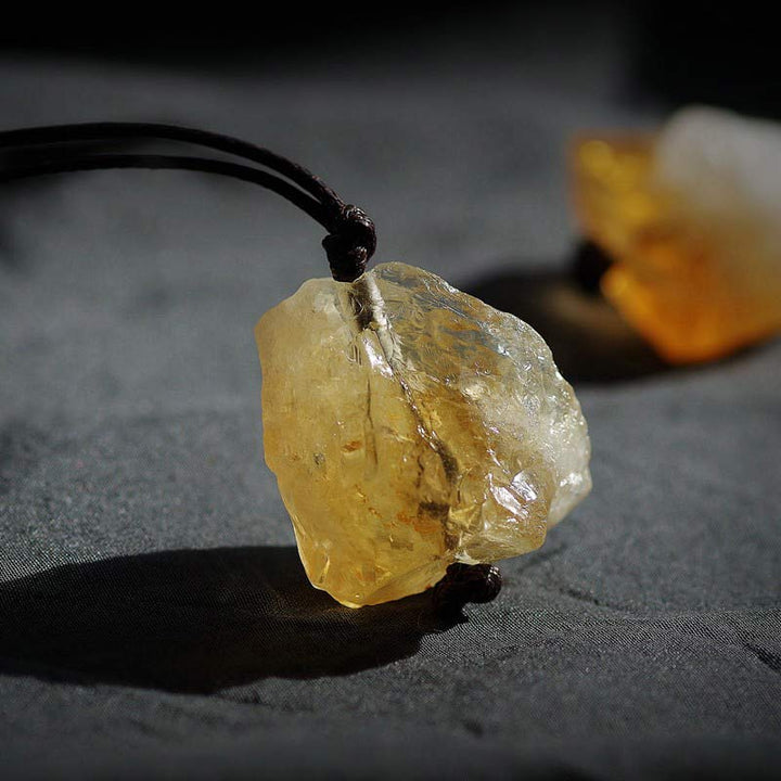 Collier de pierres précieuses de prospérité en citrine naturelle