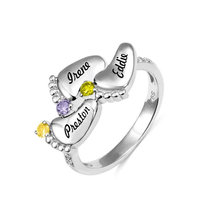 Bague créative avec pierres de naissance gravées pour pieds de bébé Olivenorma