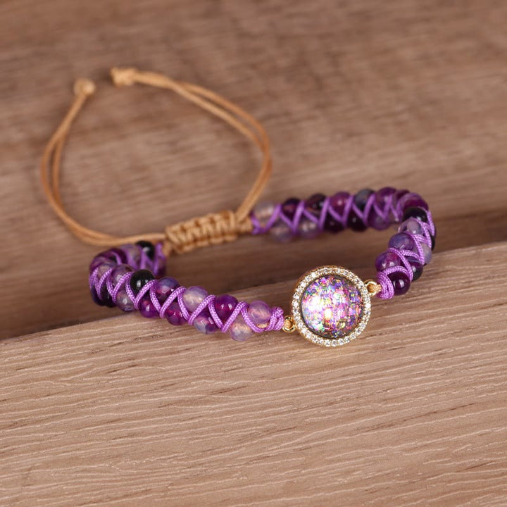 Bracelet tissé pour femme en agate violette Olivenorma