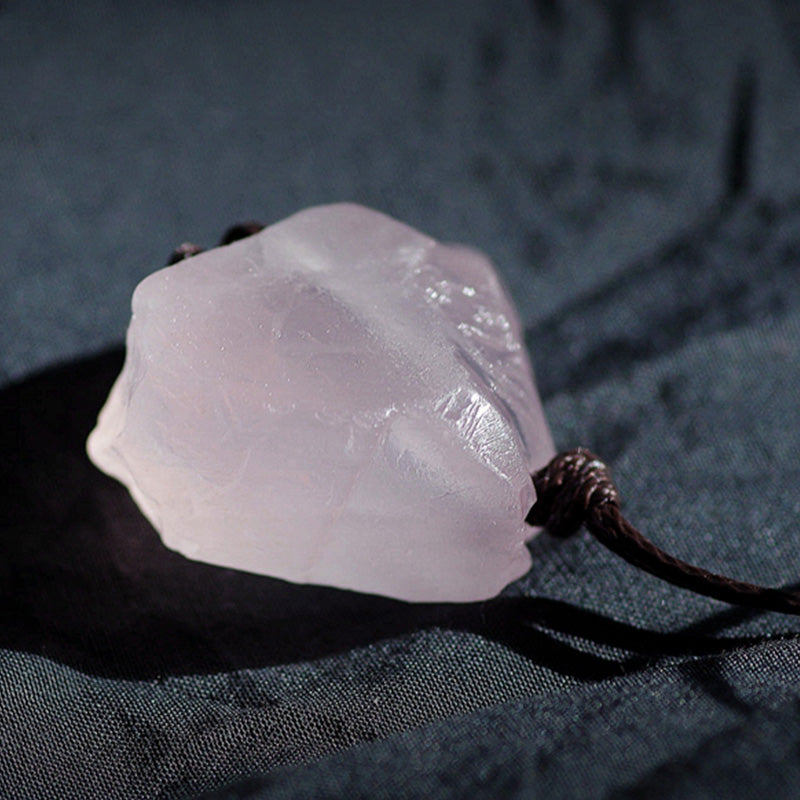 Collier En Quartz Rose Et Rhodonite Naturels - Fils Ciré, Pierres Fines, Marque ROSEMIMOSA