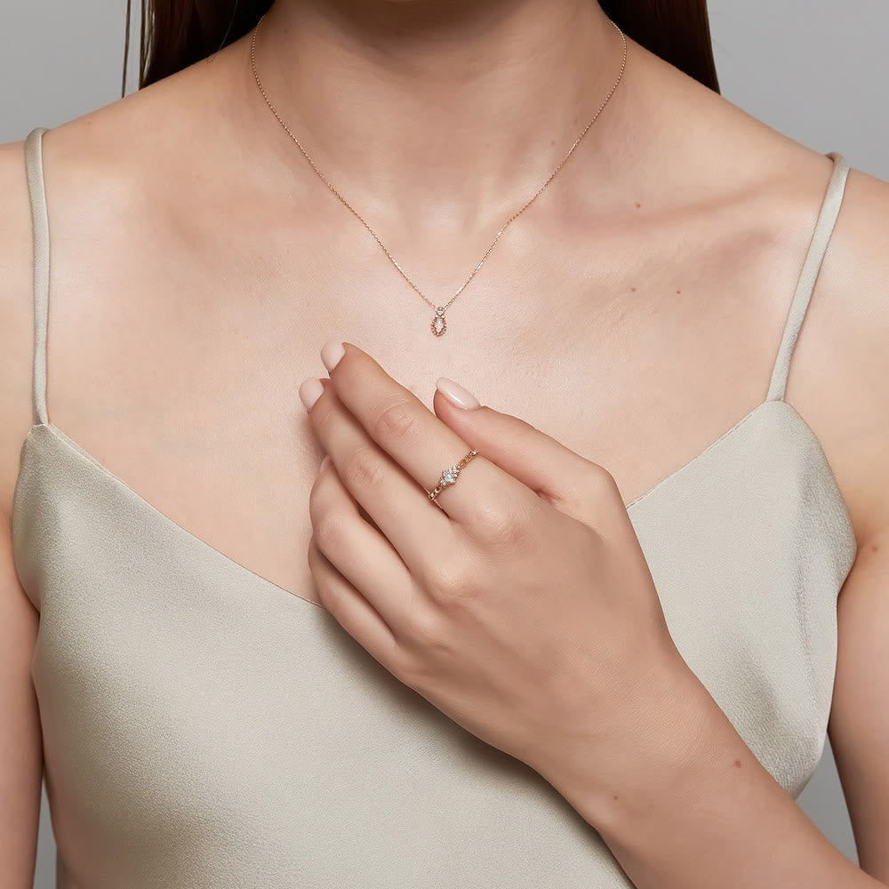 Collier, boucles d'oreilles et bague en dentelle violette naturelle d'opale Olivenorma