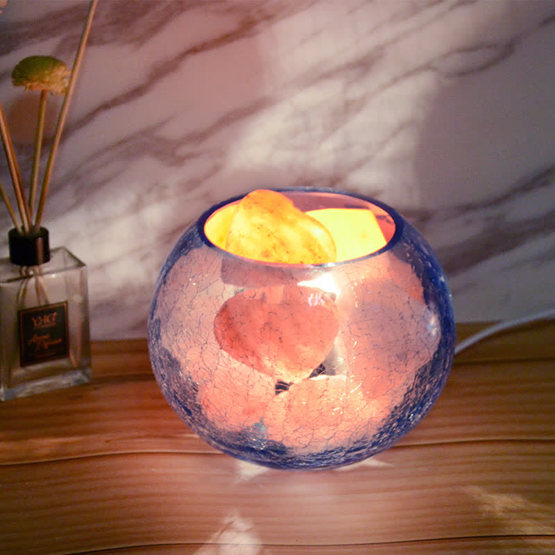 Lampe de sel rose de l'Himalaya avec réservoir en verre craquelé et glace créative Olivenorma
