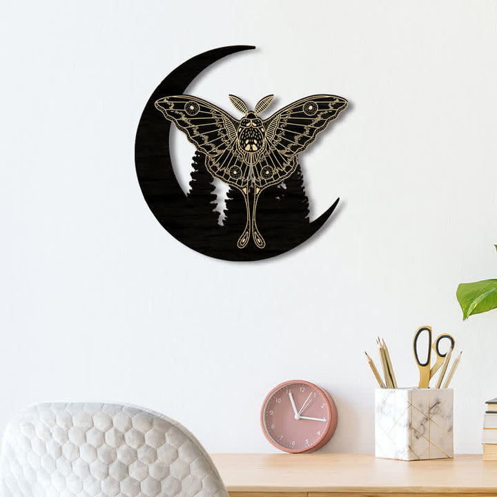 Décoration murale en bois de papillon croissant de lune Olivenorma