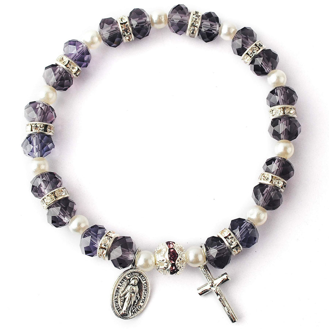 Bracelet Croix Chrétienne en Cristal à Facettes Olivenorma