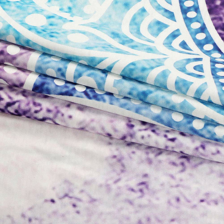 Tapisserie murale décorative à motif mandala violet et bleu Olivenorma