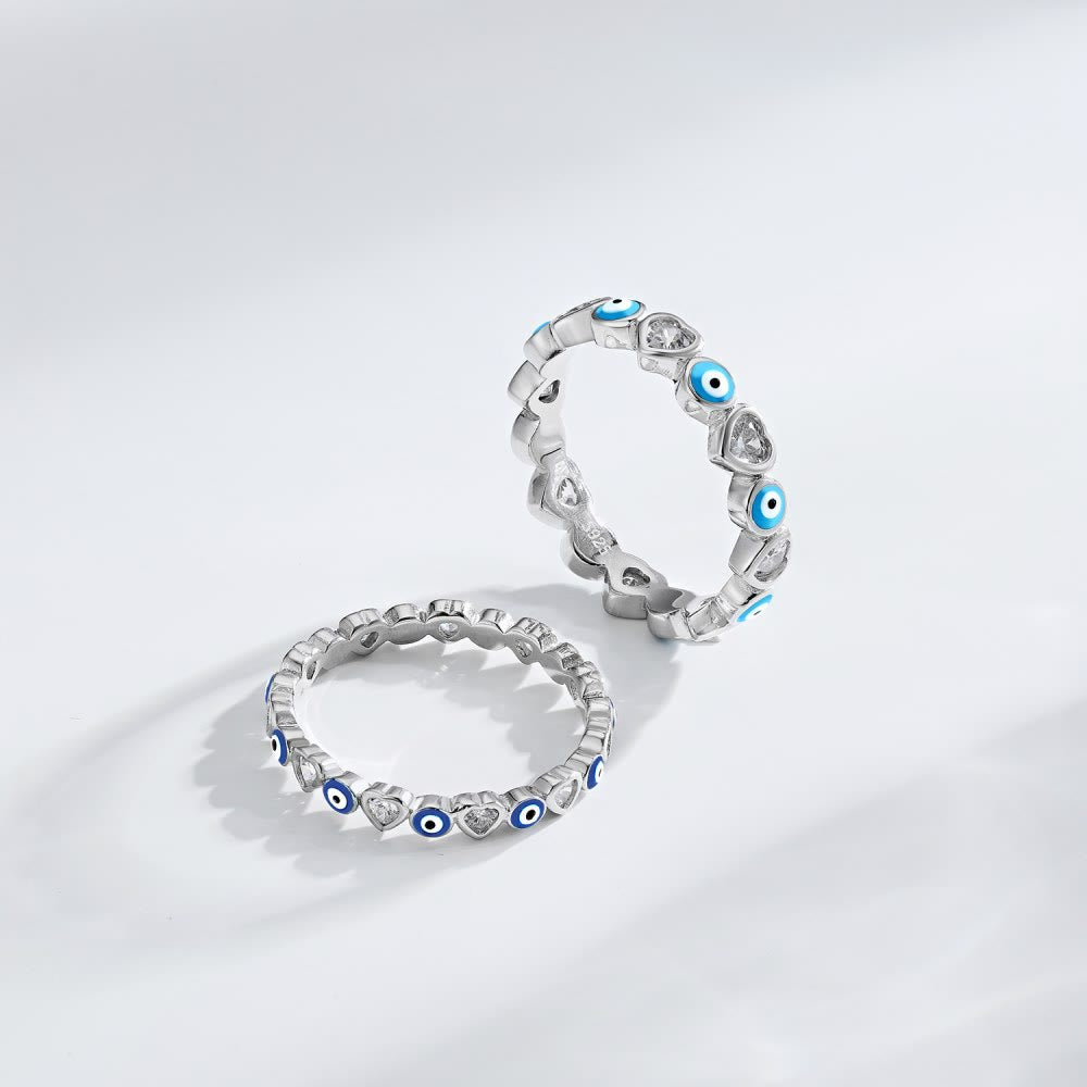 Bague Olivenorma en argent sterling S925 avec zircon blanc et cœur œil mauvais