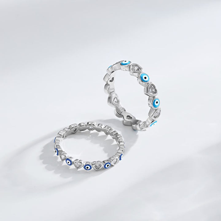 Bague Olivenorma en argent sterling S925 avec zircon blanc et cœur œil mauvais