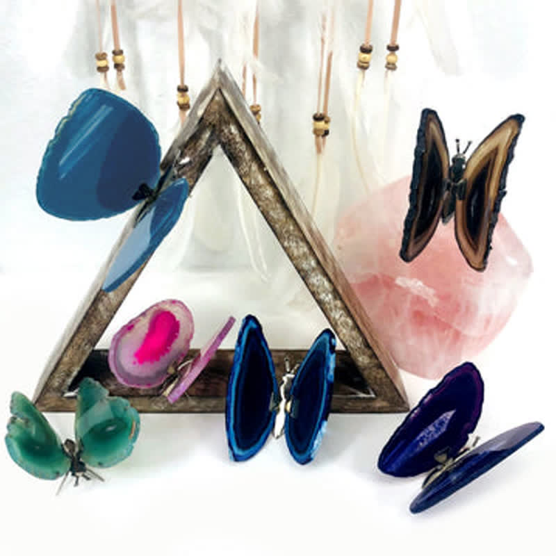 Supports à papillons en agate druzy Olivenorma Décoration en pierres précieuses
