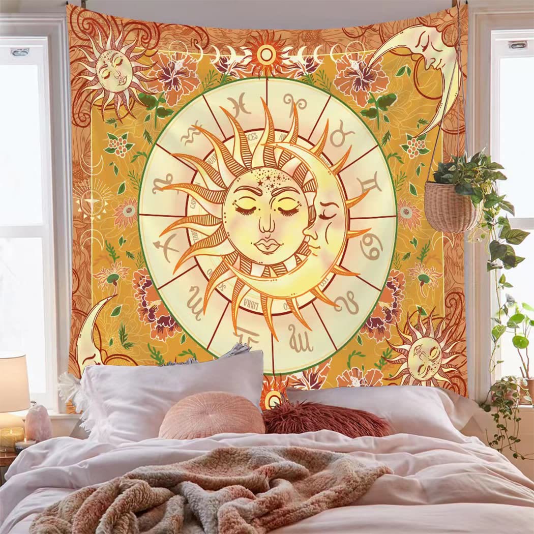 Tapisserie Boho Zodiaque Jaune Soleil Olivenorma