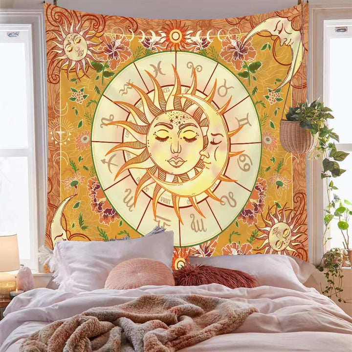Tapisserie Boho Zodiaque Jaune Soleil Olivenorma