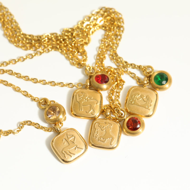 Collier pendentif Olivenorma avec douze pierres de naissance du zodiaque