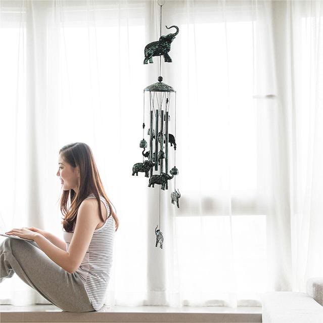 Carillon éolien suspendu en métal avec motif Olivenorma et hibou