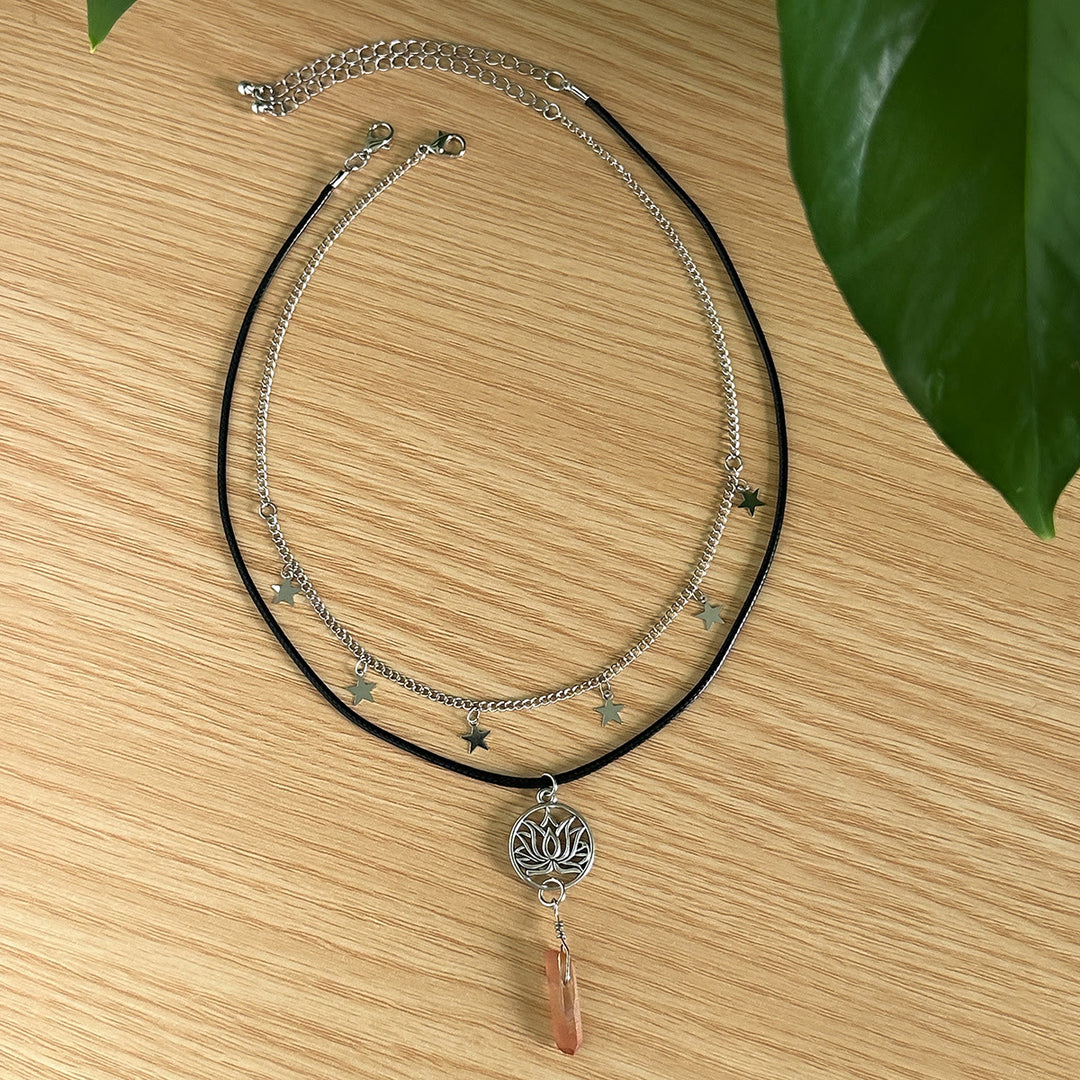 Ensemble de colliers avec pendentif en pierre naturelle Arbre de vie et mauvais œil Olivenorma