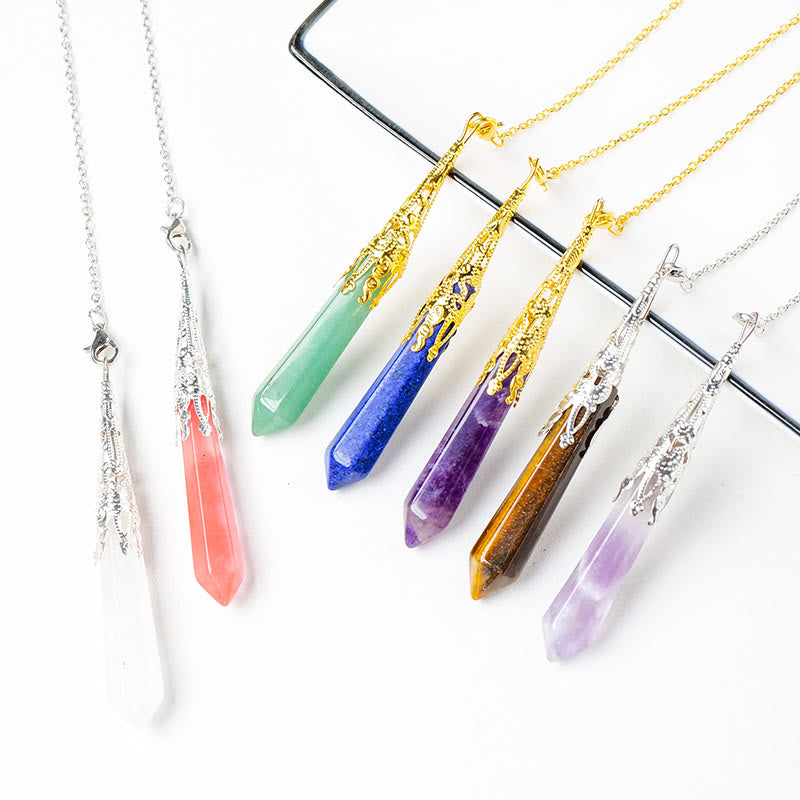 Pendule à chaîne en cuivre doré et argent avec cristaux naturels Olivenorma
