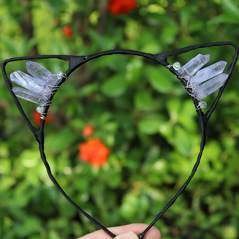 Serre-tête avec oreilles de chat en cristal électrolytique Olivenorma