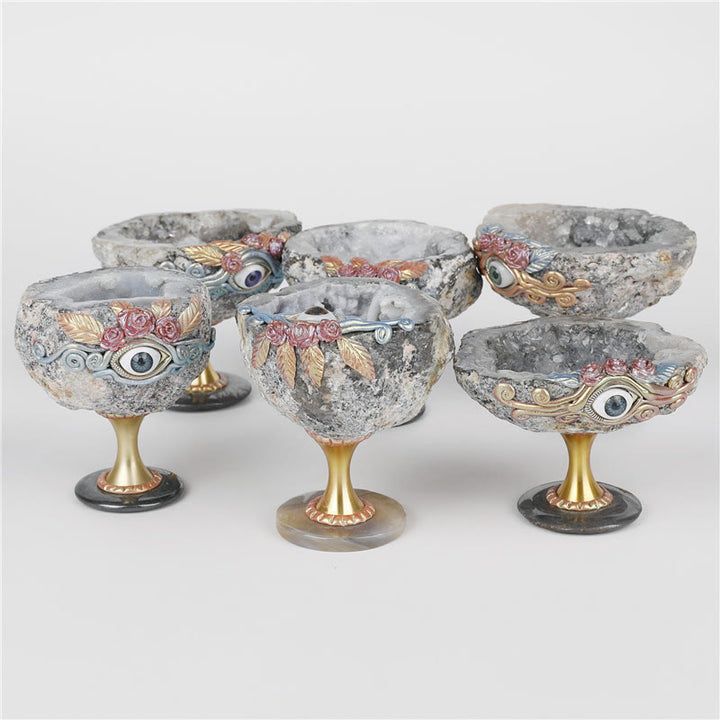 Géode de cristal naturel Olivenorma Décoration Saint Graal Mauvais œil