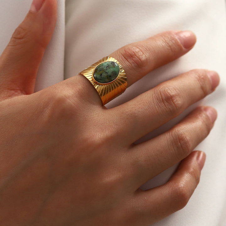 Bague large en turquoise africaine Olivenorma « African Turquoise Majesty »