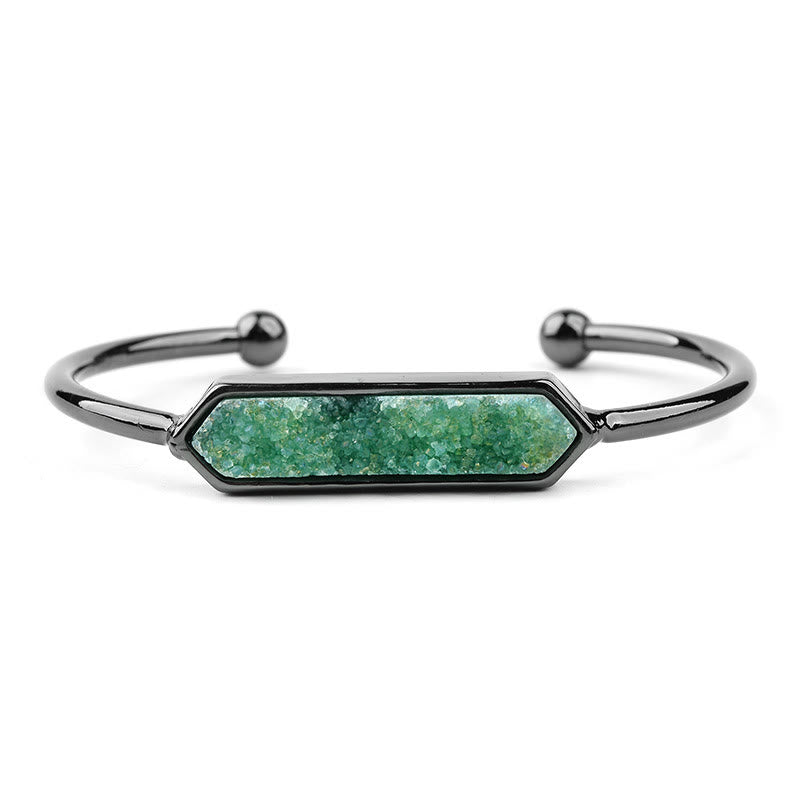 Bracelet manchette en cuivre et métal avec grappe de cristaux naturels Olivenorma