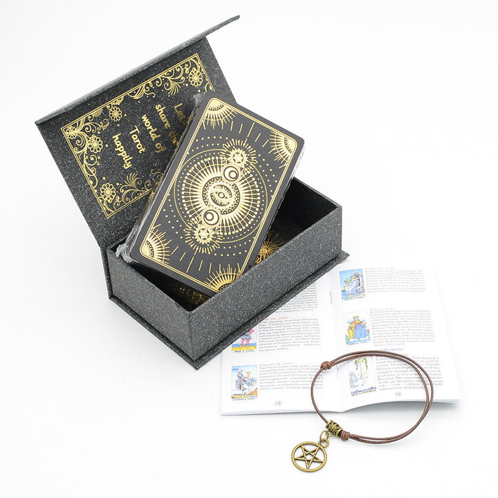 Cartes de jeu de tarot en feuille d'or noir bronzant Olivenorma