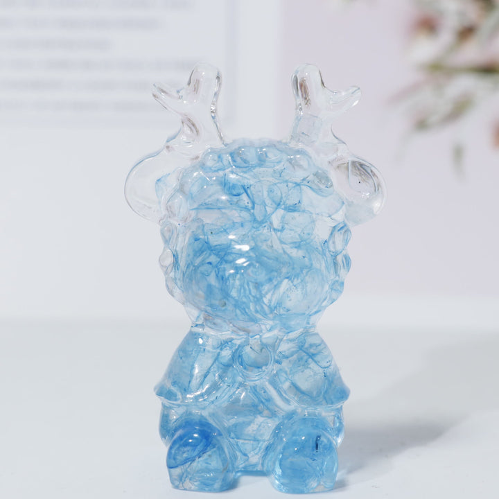 Décoration en pierre précieuse en forme d'élan en cristal naturel Olivenorma