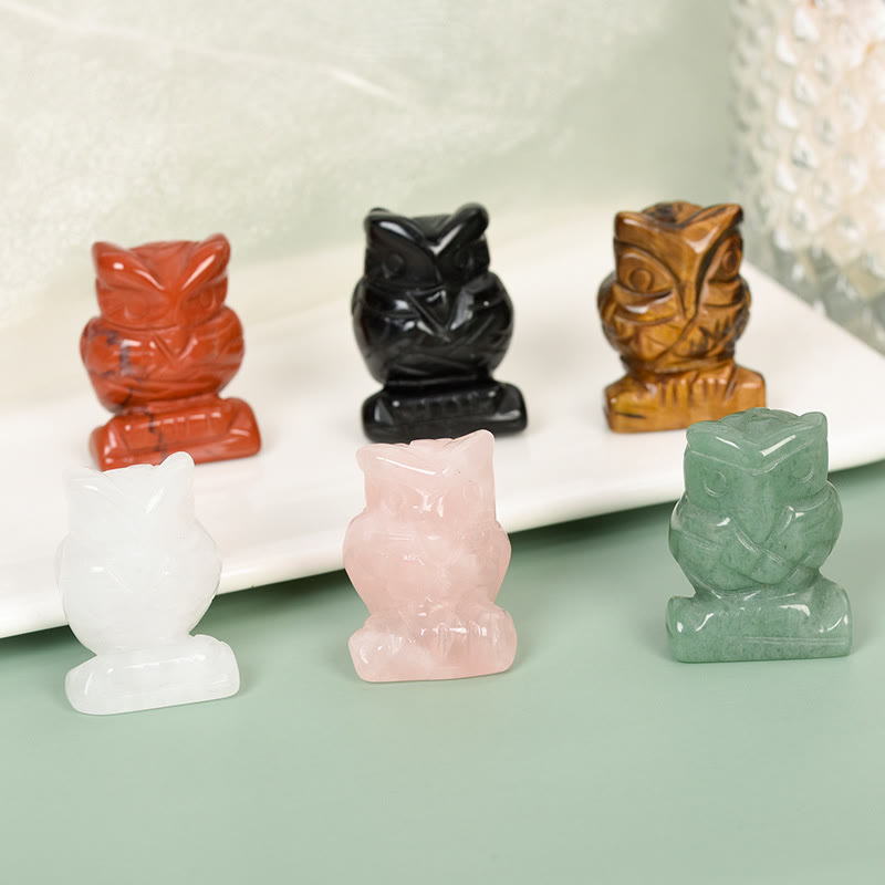 Sculpture artisanale en cristal naturel de hibou Olivenorma