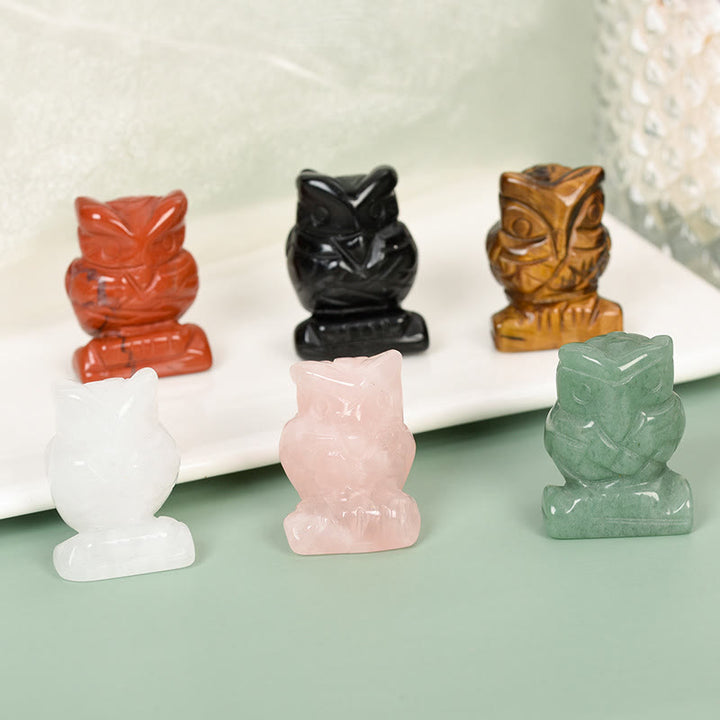 Sculpture artisanale en cristal naturel de hibou Olivenorma