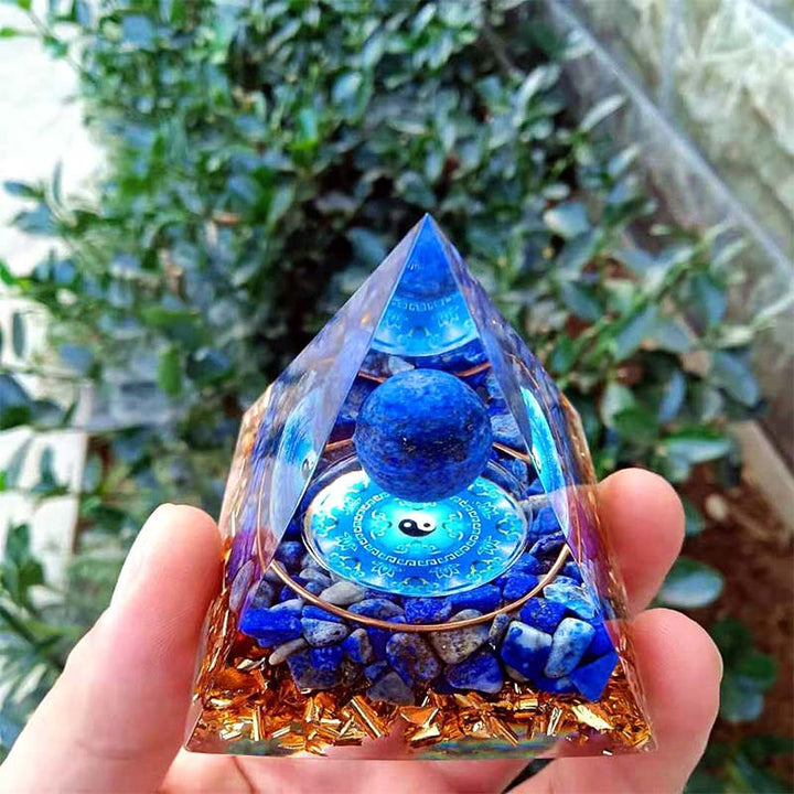 Pyramide d'orgone en pierre naturelle de lapis-lazuli Olivenorma