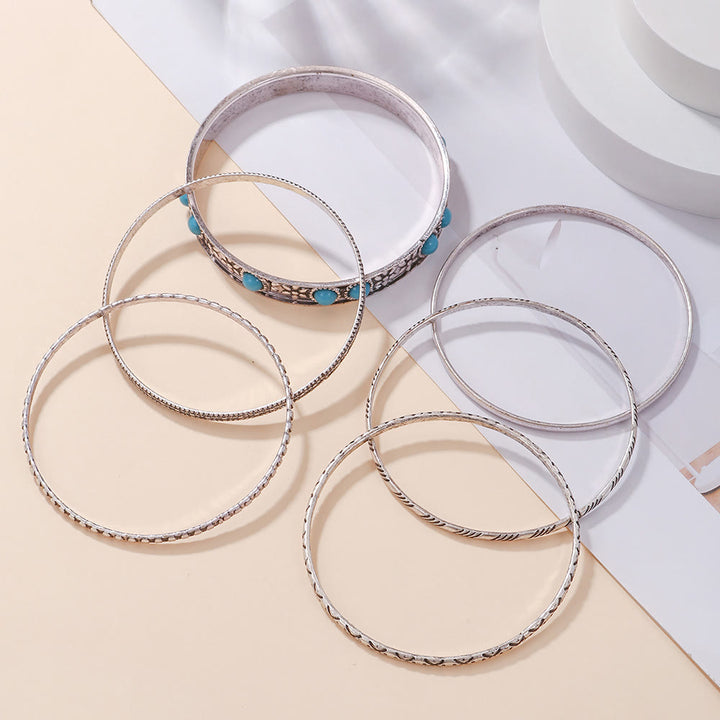 Bracelet en métal turquoise exagéré ethnique bohème Olivenorma