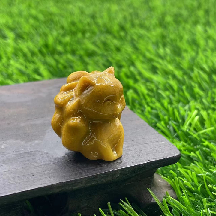 Décoration en pierre précieuse de renard à neuf queues en pierre naturelle Olivenorma de 3 cm