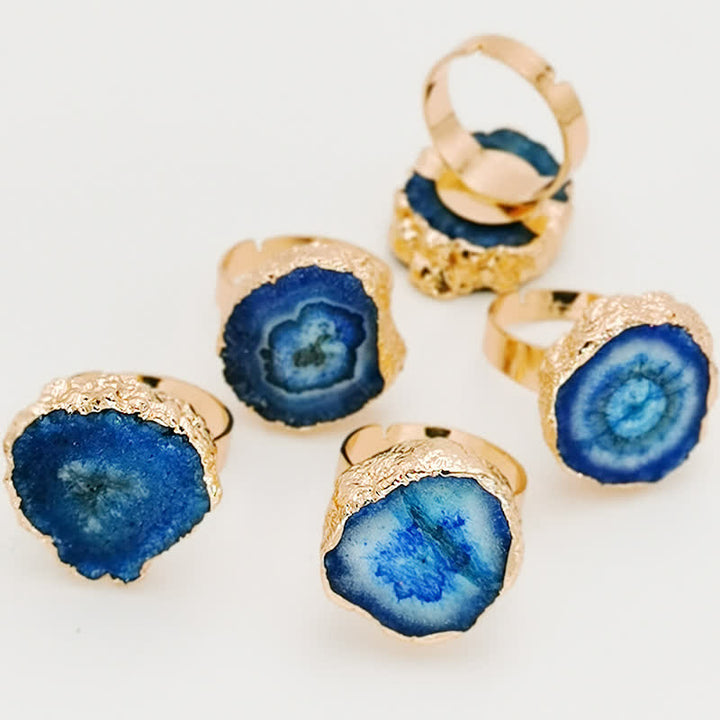 Bague ajustable en cristal naturel avec pierre précieuse de tournesol Olivenorma