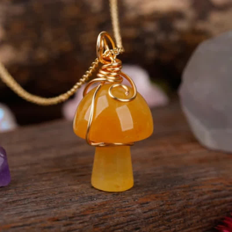 Collier champignon porte-bonheur en cristal naturel Olivenorma