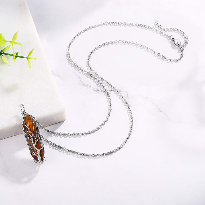 Collier en cristal Olivenorma avec pierres précieuses de l'arbre de vie