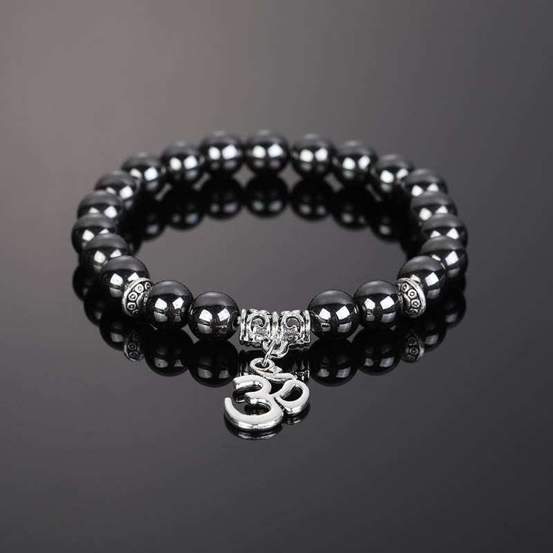 Bracelet symbole Om en perles de cristal naturel Olivenorma