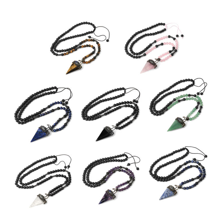 Collier de perles de méditation prismatiques en pierre naturelle Olivenorma