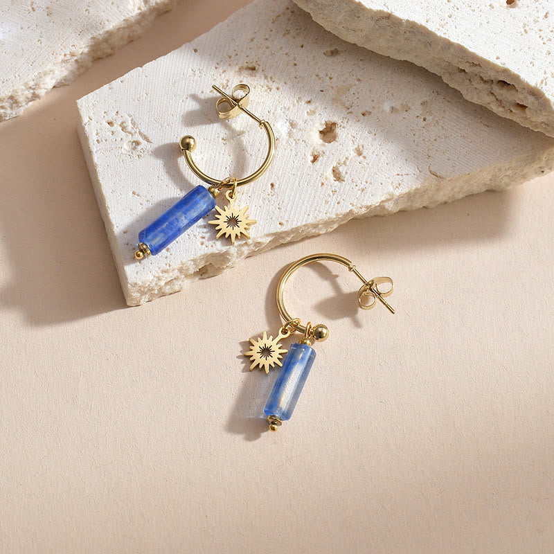 Boucles d'oreilles pendantes en pierre naturelle Olivenorma en acier inoxydable 14 carats