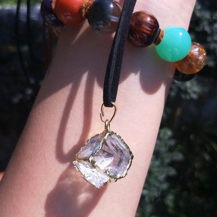Pendentif en forme d'étoile carré en cristal blanc naturel Olivenorma