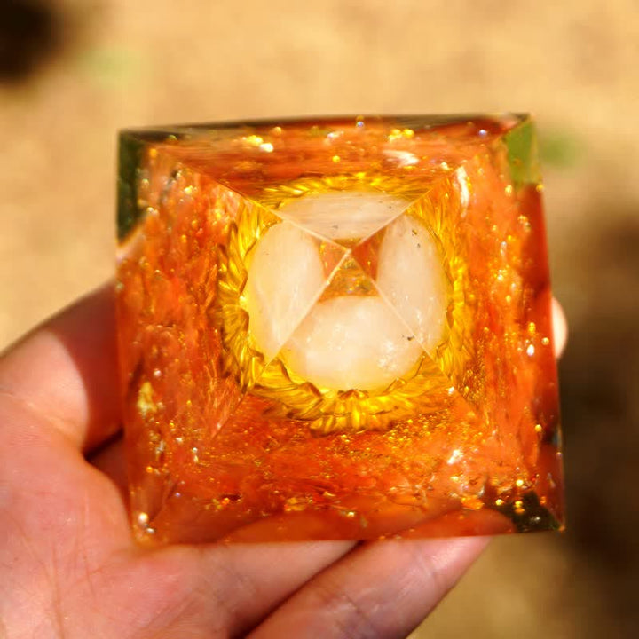 Sphère de quartz rose Olivenorma Pierre solaire Lotus Orgone Pyramide