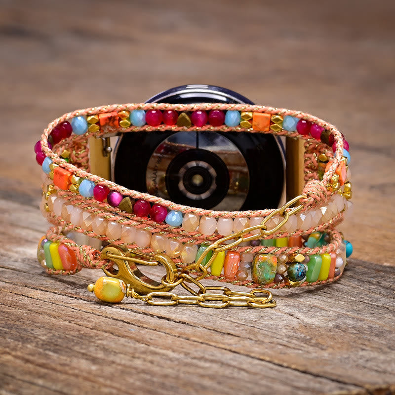 Bracelet Samsung tressé orange avec perles de cristal Olivenorma