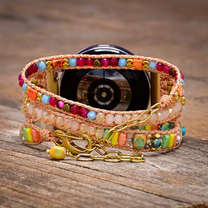 Bracelet Samsung tressé orange avec perles de cristal Olivenorma