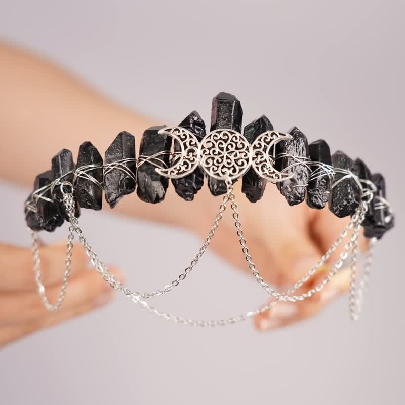 Couronne de cristal naturel de déesse de croissant de lune Olivenorma
