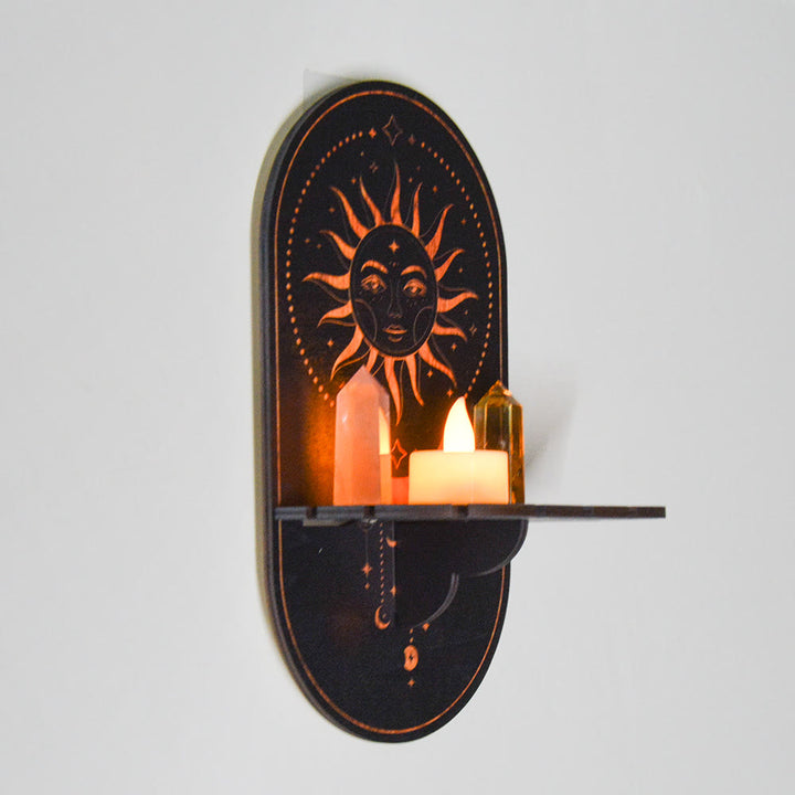 Bougeoir mural en cristal avec support pour bougies Olivenorma Moon And Stars