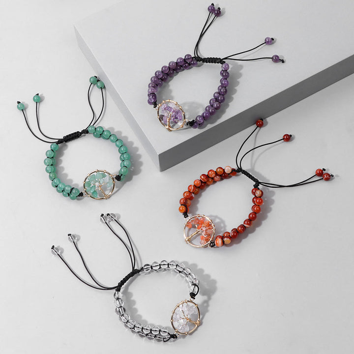 Bracelet Arbre de vie tressé double en perles de 6 mm Olivenorma